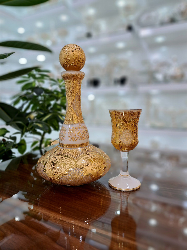 سرویس شربت خوری کریستال طلاکوب