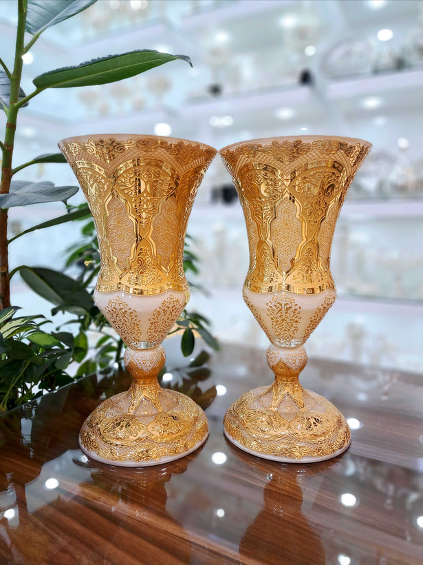 گلدان کریستال طلاکوب متوسط