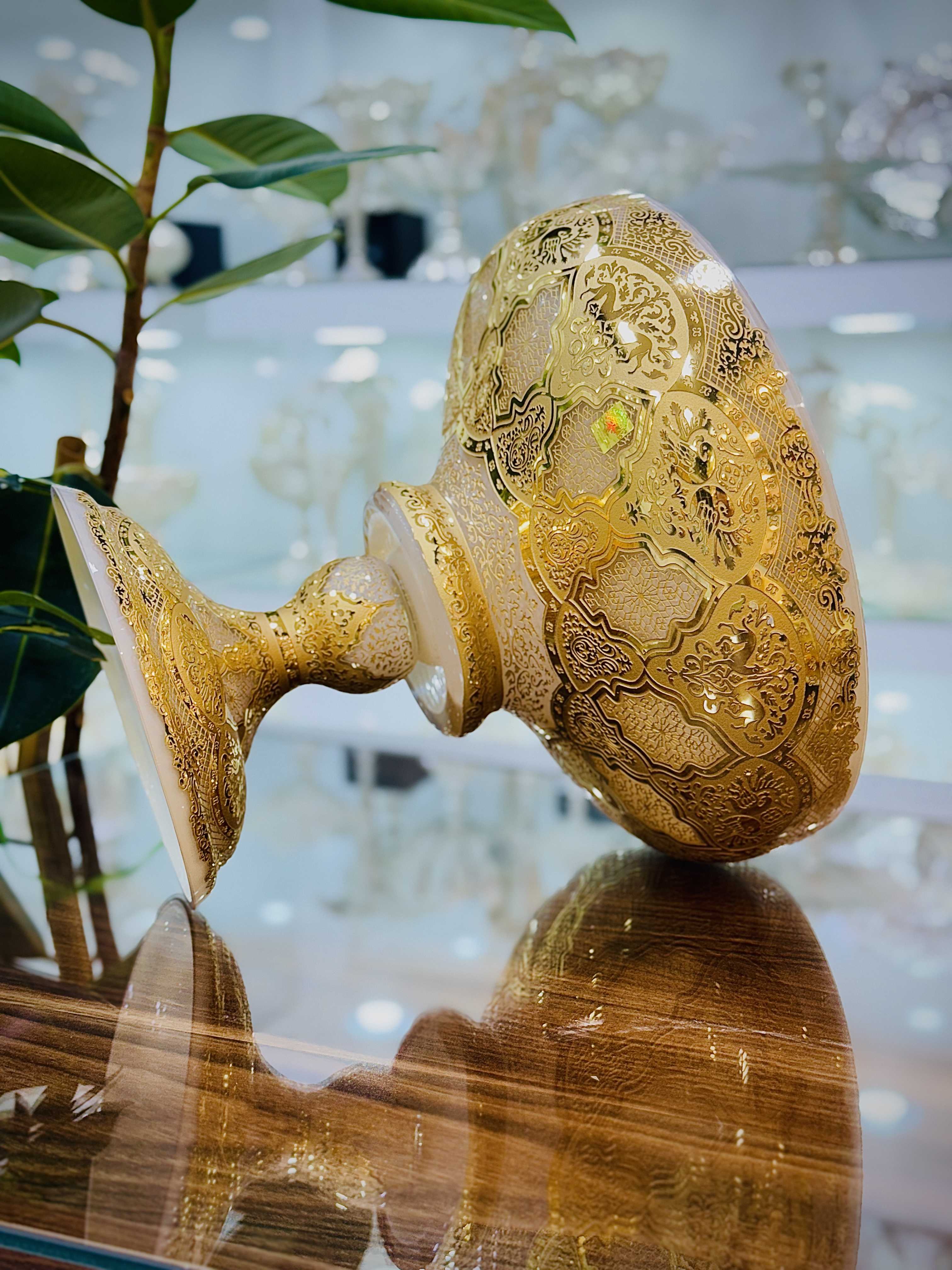 میوه خوری کریستال بزرگ رنگ کرم