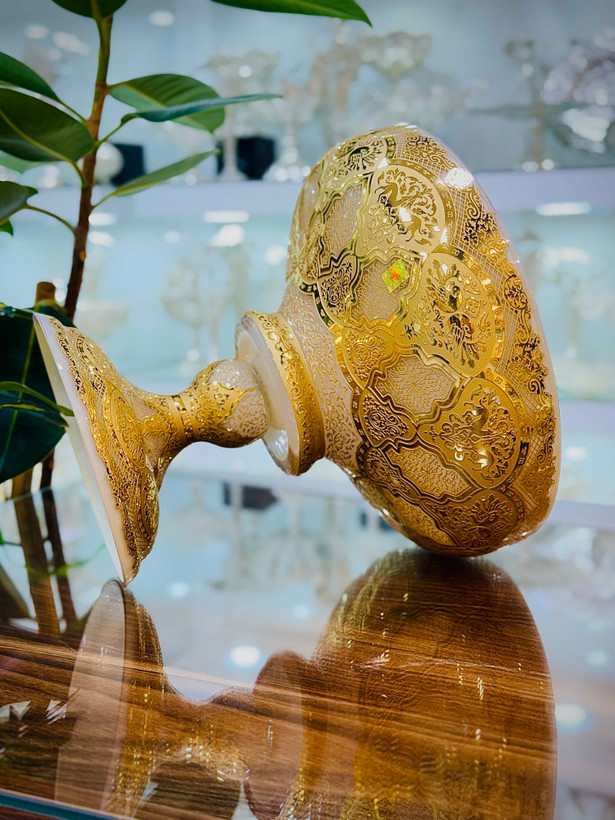 میوه خوری کریستال بزرگ رنگ کرم