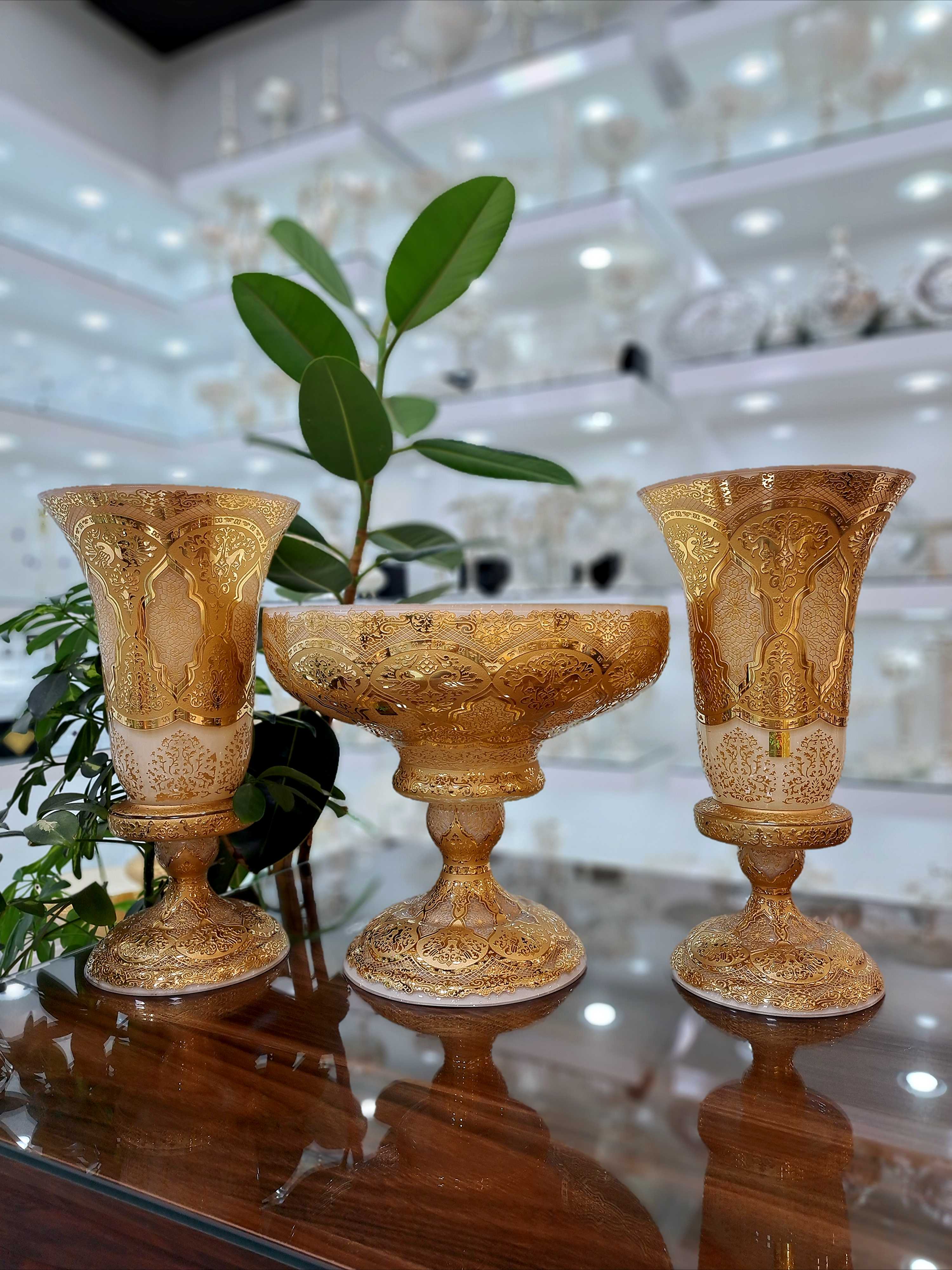 ست کریستال طلاکوب