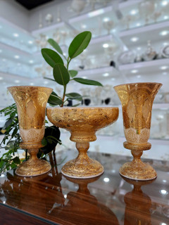 ست سه تیکه گلدان و میوه خوری کریستال