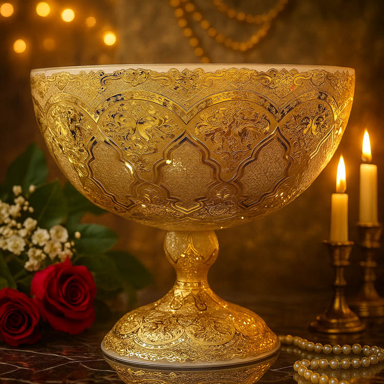 میوه خوری بزرگ کریستال طلاکوب