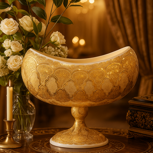 تصویر کشکول کریستال طلاکوب سایز بزرگ