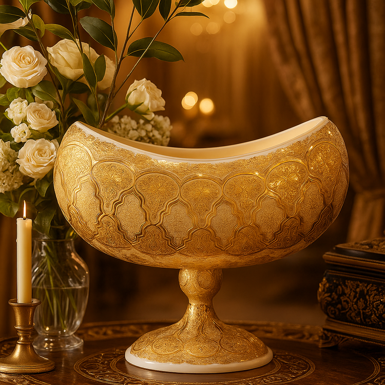 تصویر کشکول کریستال طلاکوب سایز بزرگ