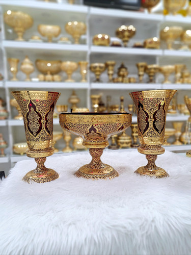 ست سه تیکه گلدان و میوه خوری کریستال