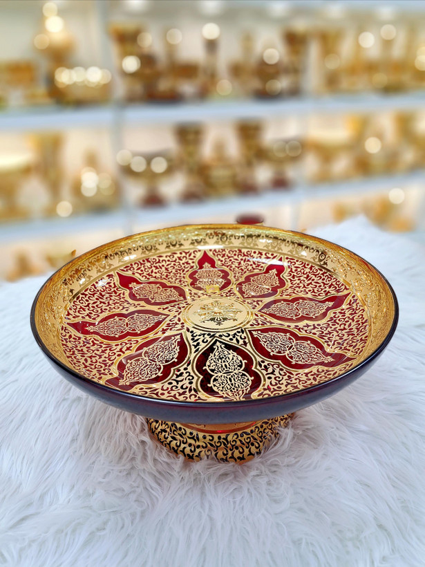 خرید شیرینی خوری کریستال قرمز