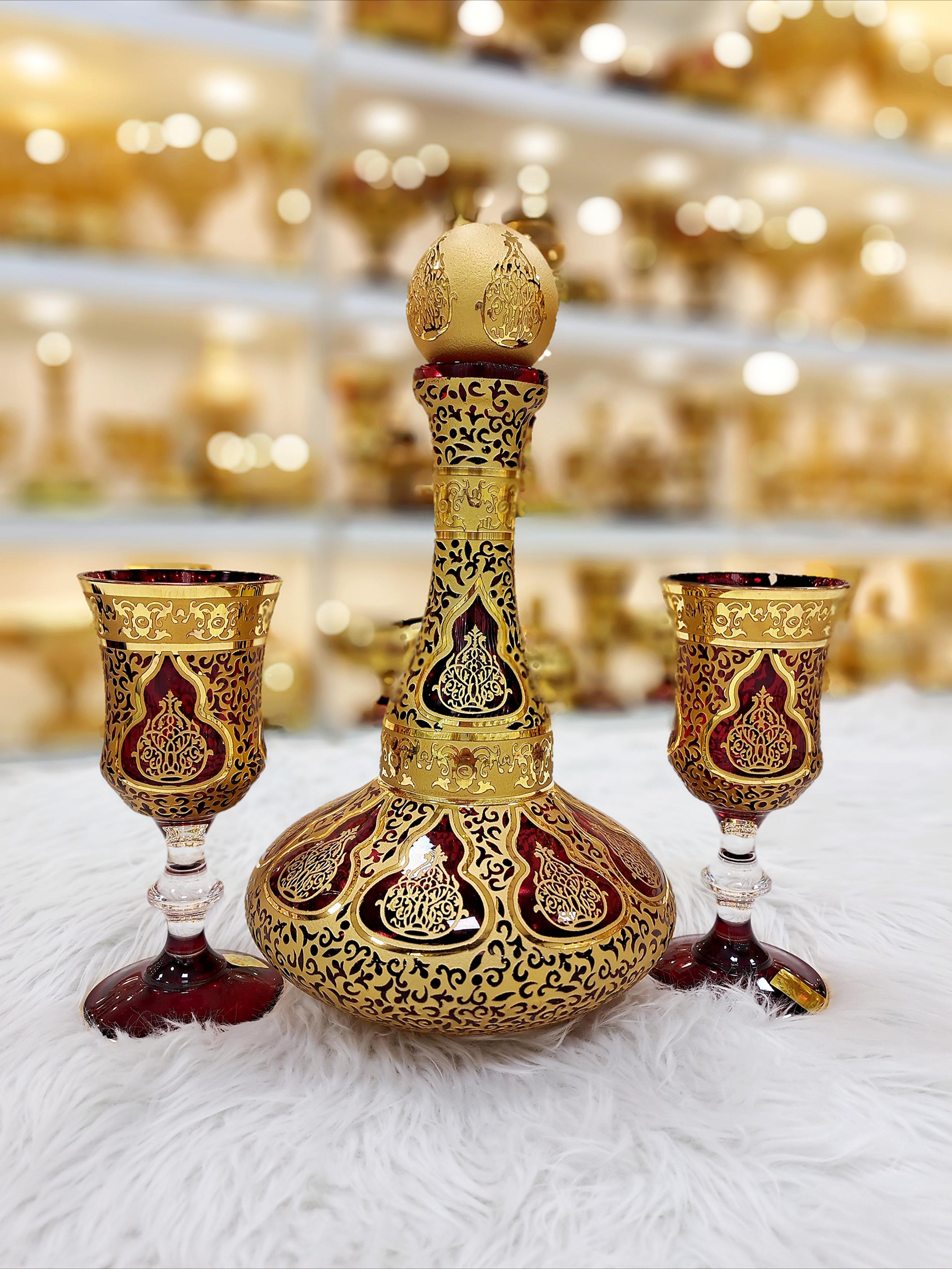 سرویس تنگ و گیلاس کریستال طلاکوب