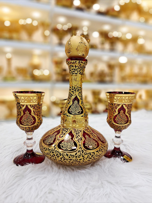 سرویس تنگ و گیلاس کریستال طلاکوب