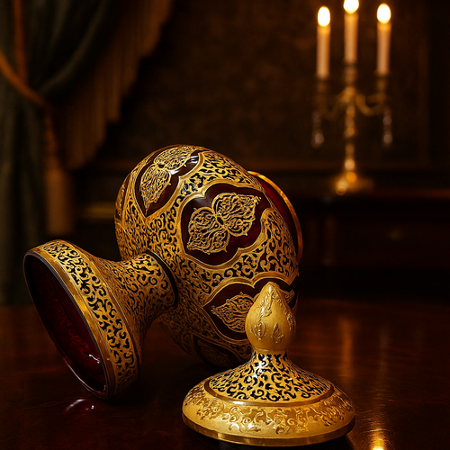 شکلات خوری کریستال طلاکوب زرشکی