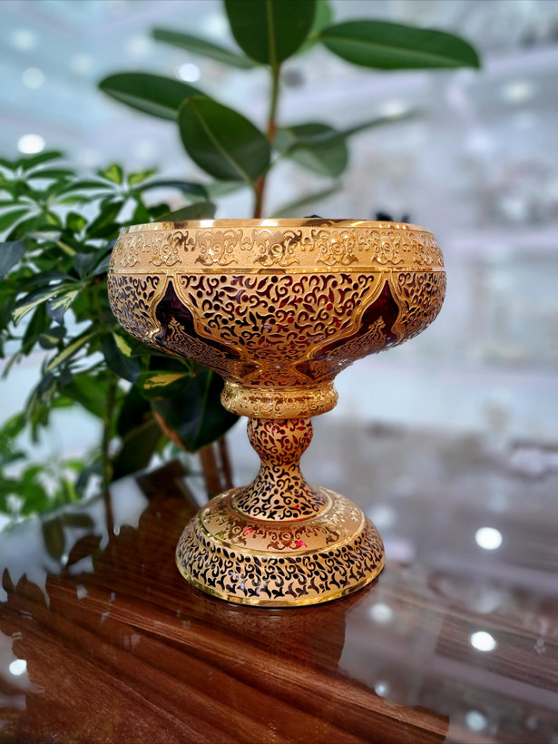 خرید کاسه آجیل کریستال زرشکی