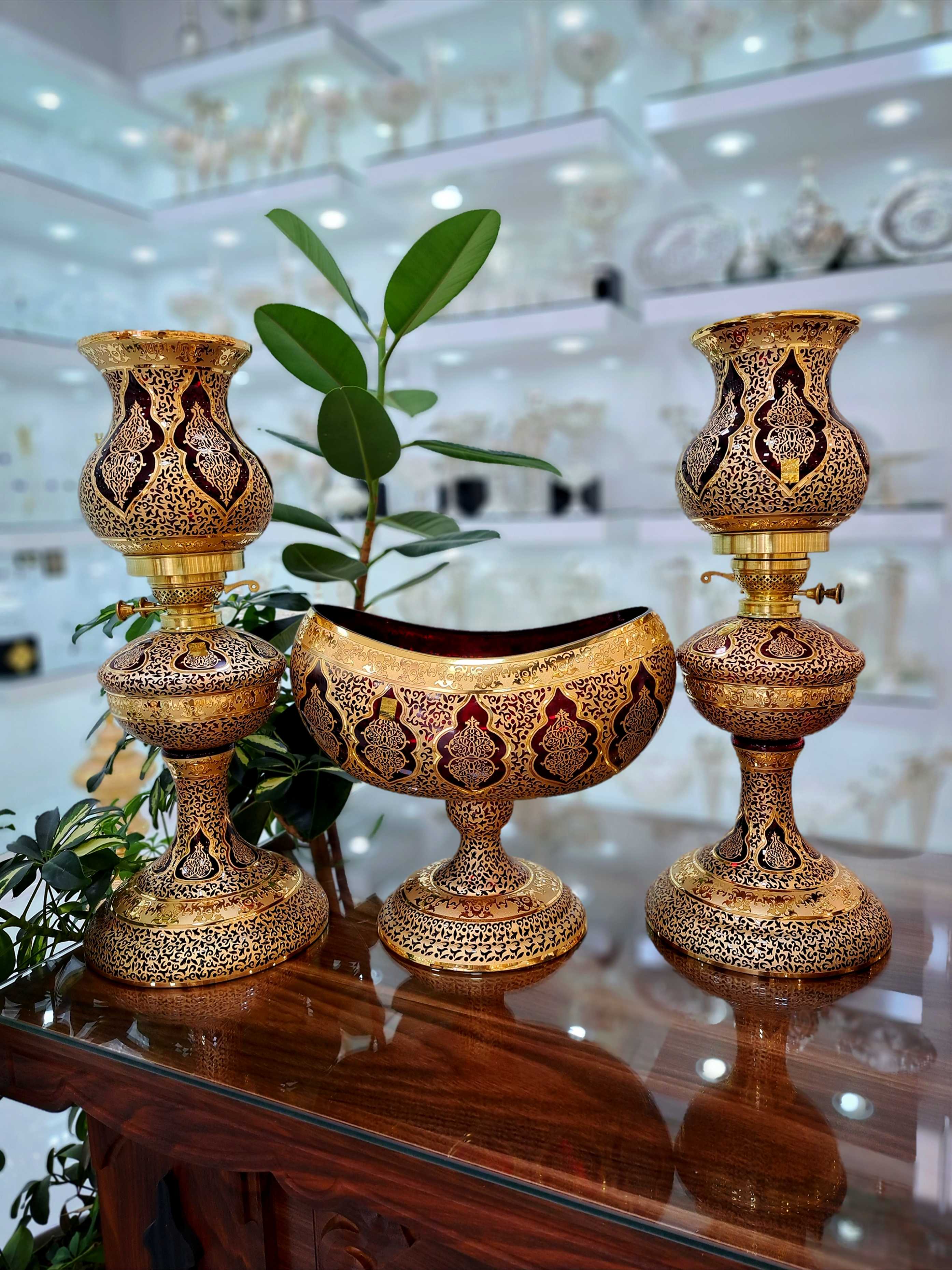 ست چراغ و کشکول کریستال طرح کاستل