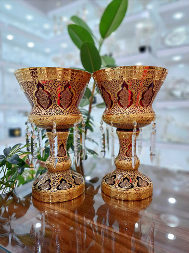 لاله آویز کریستال 390 طرح کاستل رنگ قرمز