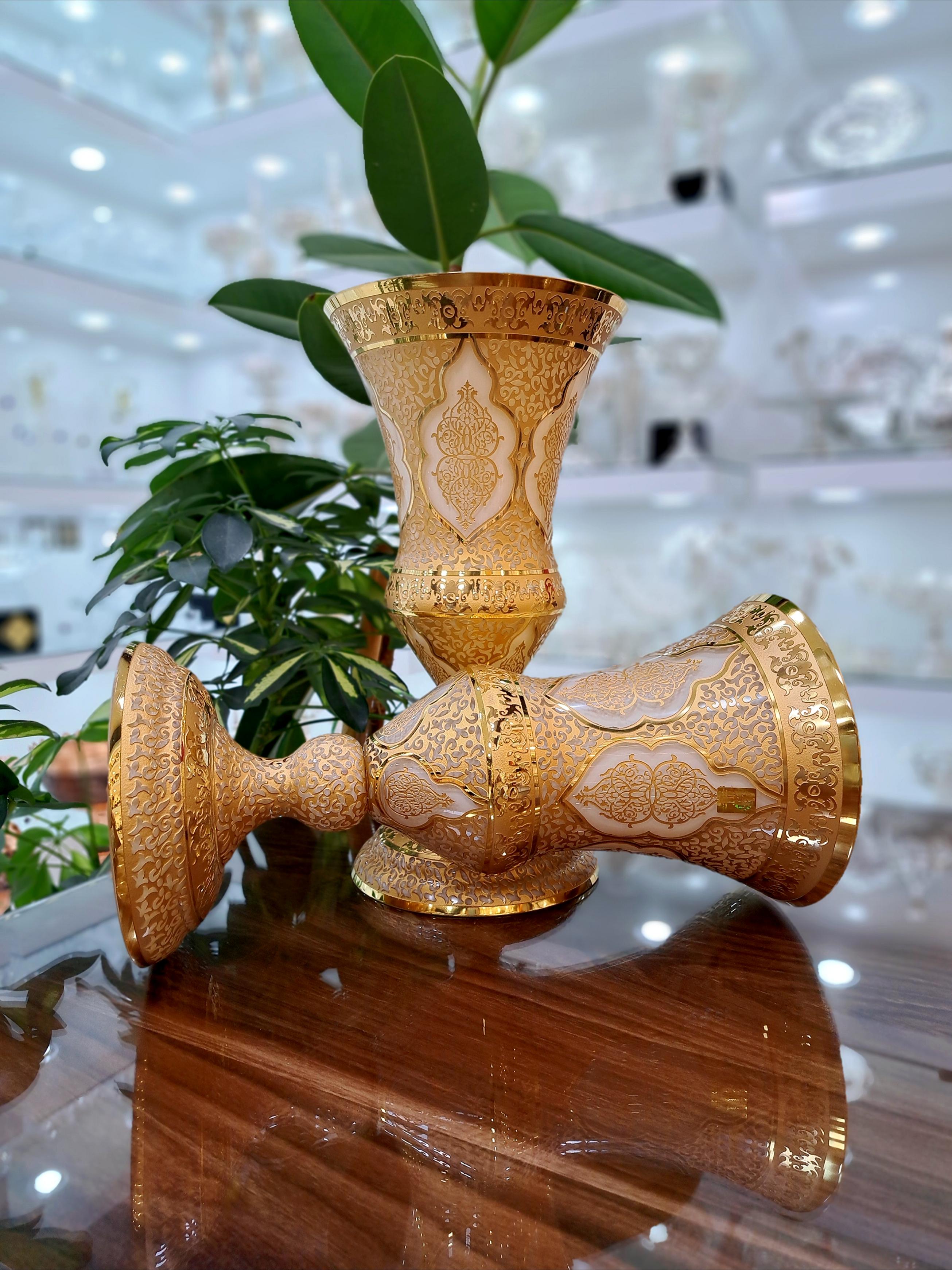 خرید گلدان کریستال اصل طلاکوب