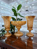 ست گلدان و میوه خوری کریستال طلاکوب