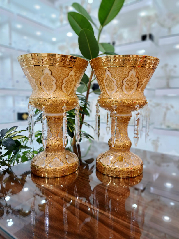 لاله آویز کریستال طلاکوب دستساز