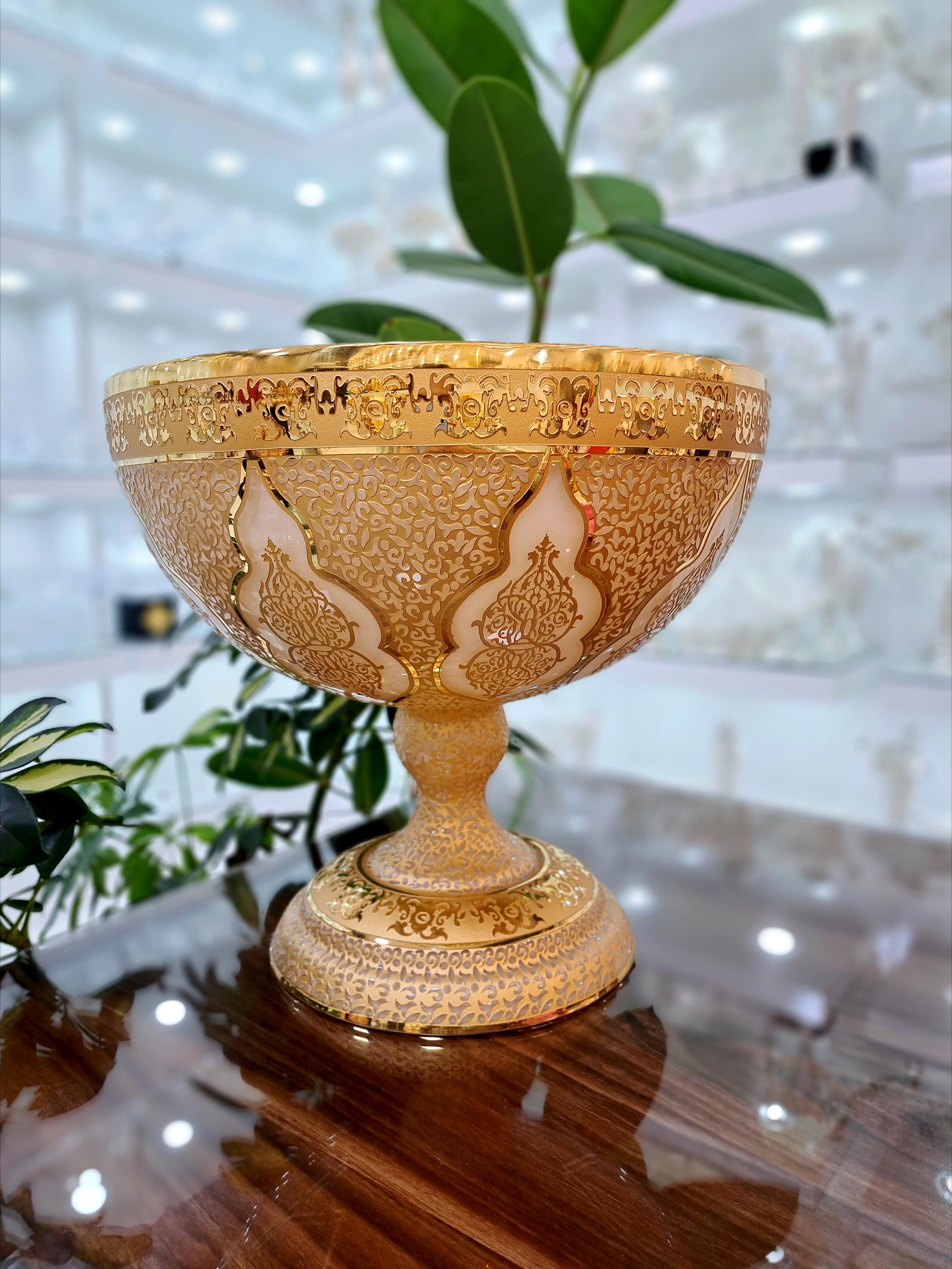 خرید میوه خوری کریستال طلاکوب سایز بزرگ