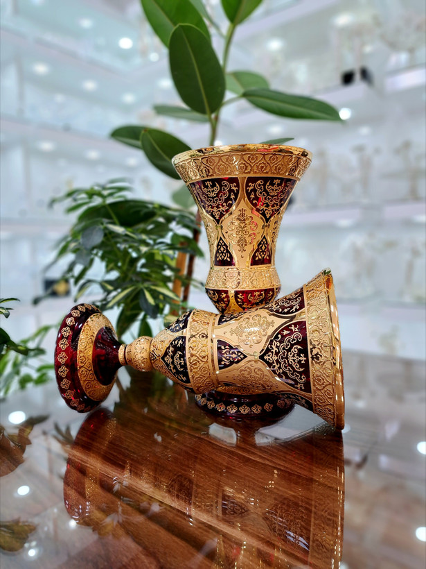 خرید گلدان کریستال اصل قرمز