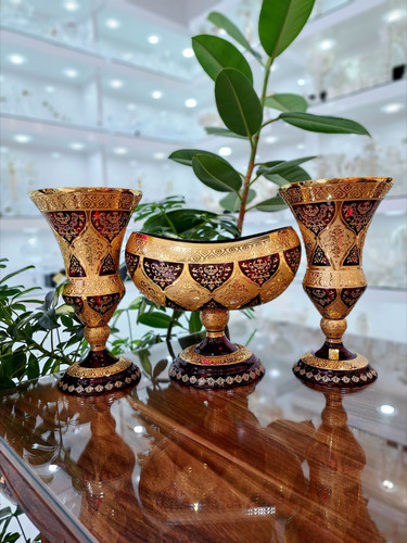 ست سه تیکه گلدان و کشکول کریستال طرح ونوس