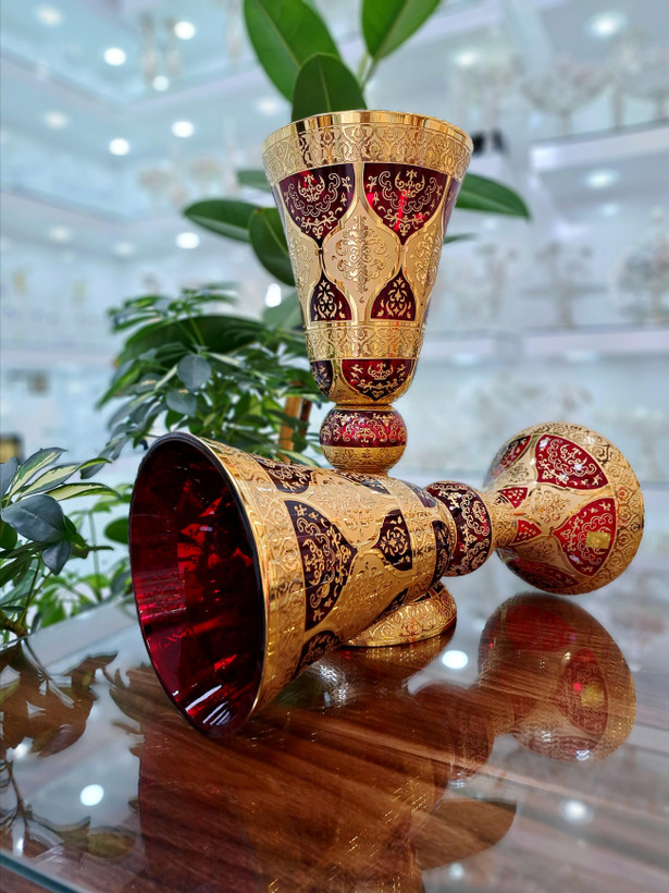 خرید گلدان کریستال اصل طلاکوب