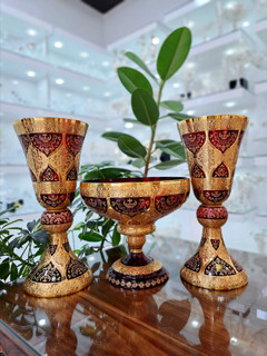 ست سه تیکه گلدان و میوه خوری کریستال