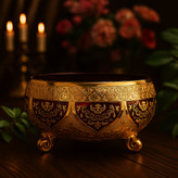 کاسه آجیل کریستال طلاکوب قرمز