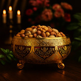 کاسه آجیل سه پایه کریستال طلاکوب