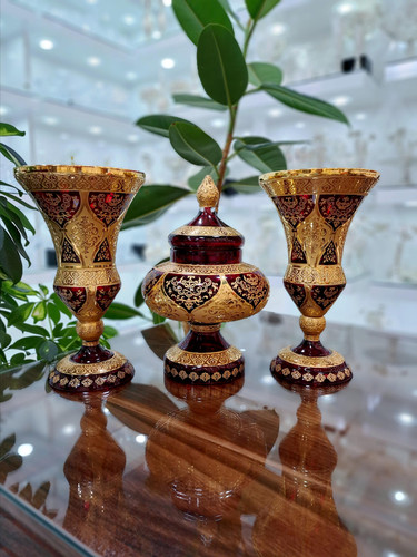 ست سه تیکه گلدان و شکلات خوری کریستال ونوس