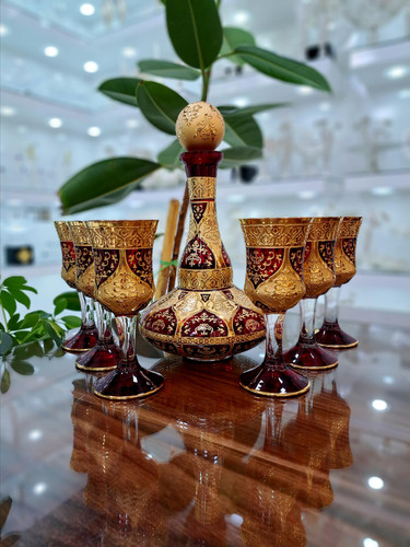 ست تنگ و گیلاس کریستال طلاکوب طرح ونوس