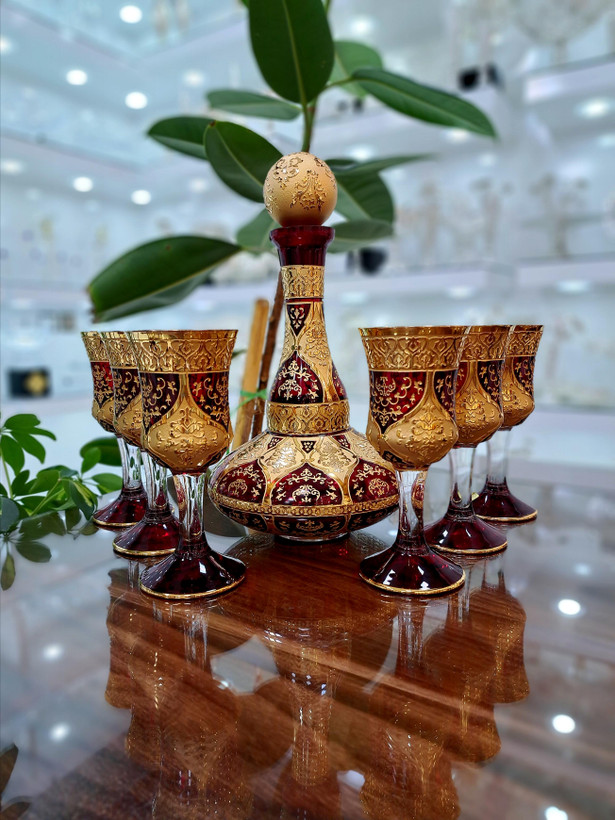 ست تنگ و گیلاس کریستال طلاکوب طرح ونوس