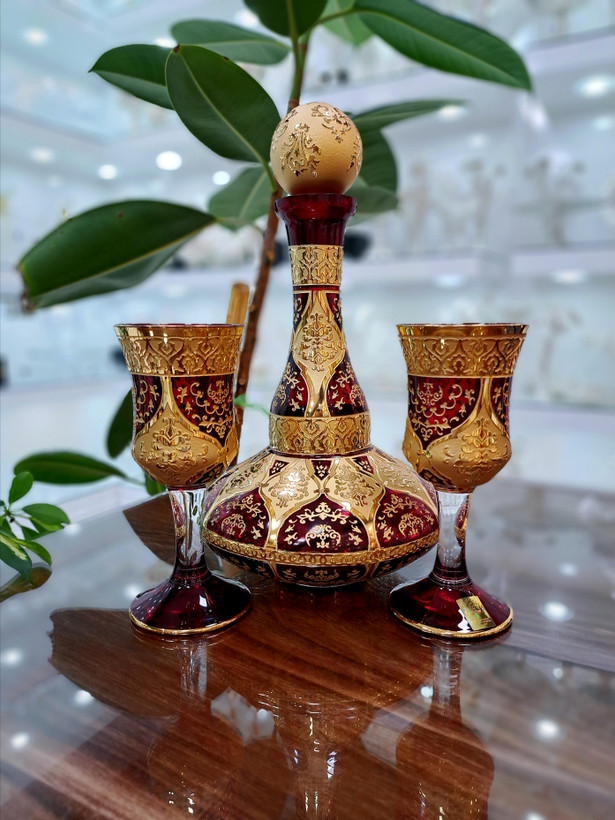 سرویس شراب خوری کریستال طلاکوب