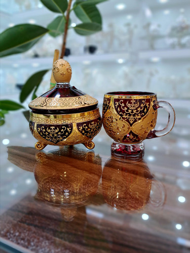 ست فنجان و قندان کریستال طرح ونوس