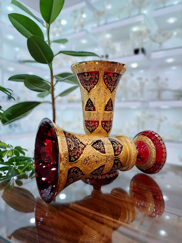 ست سه تیکه کنسولی کریستال طلاکوب