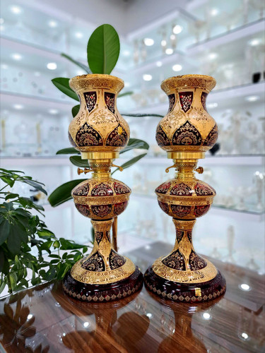 خرید چراغ کریستال طلاکوب طرح ونوس رنگ قرمز