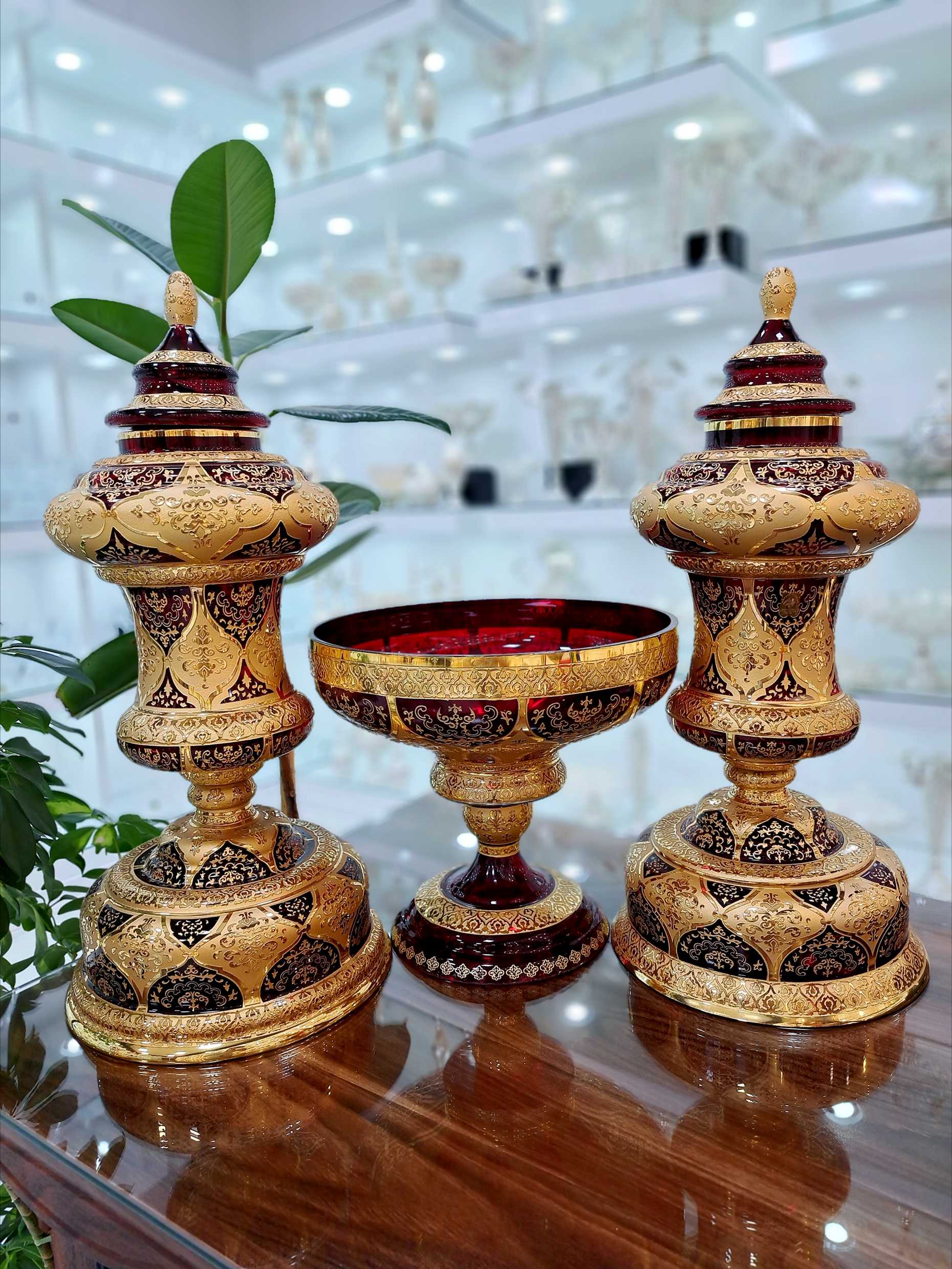 خرید ست کریستال طلاکوب دستساز