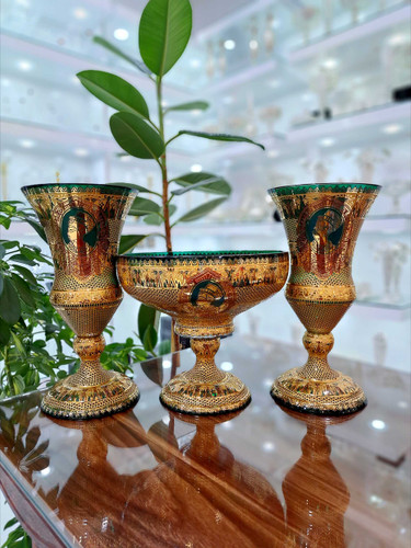 خرید ست سه تیکه گلدان و میوه خوری سبز