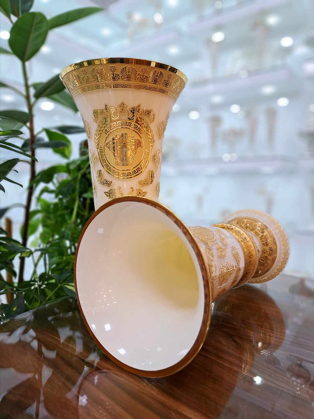 گلدان کریستال طلاکوب ورساچه کرم