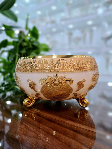 خرید کاسه آجیل کریستال طلاکوب طرح ورساچه