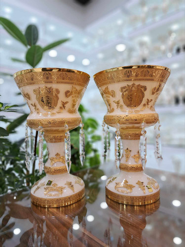 ست لاله آویز کریستال طلاکوب دستساز