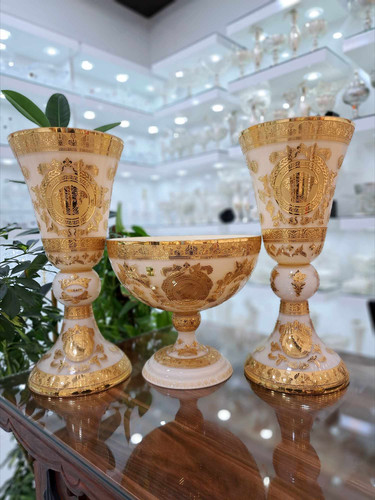 خرید ست کنسولی طلاکوب پیتر کریستال