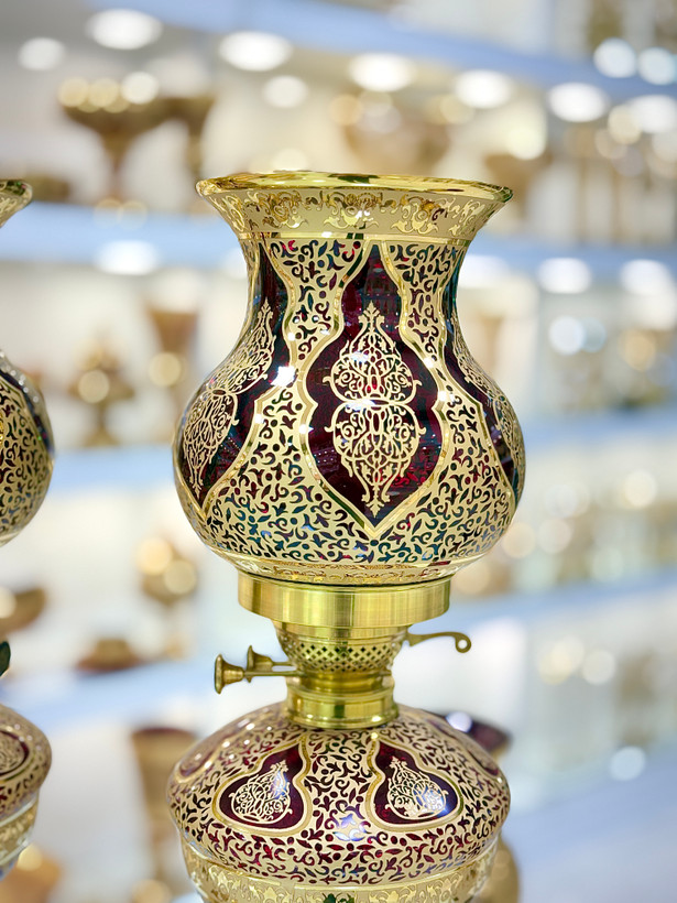 ست سه تیکه کنسولی چراغ و میوه خوری کریستال طلاکوب