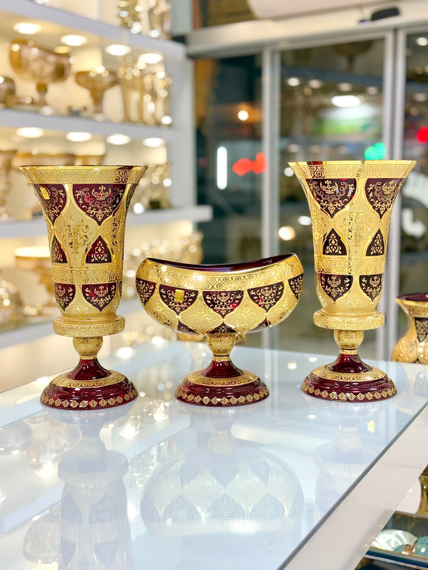 ست سه تیکه کریستال طلاکوب طرح ونوس