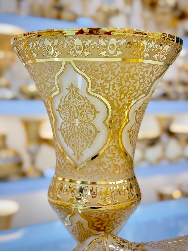 گلدان کریستال طلاکوب طرح بوهمیا چک