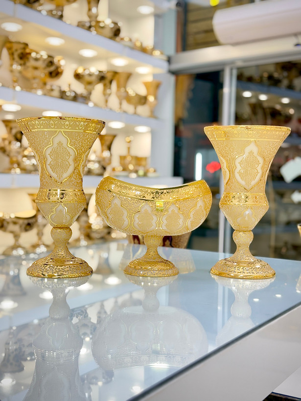 خرید ست سه تیکه گلدان و کشکول کریستال