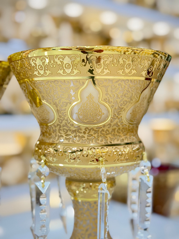 خرید لاله آویز کریستال رنگ کرم