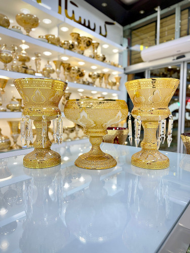 خرید ست سه تیکه کریستال طلاکوب