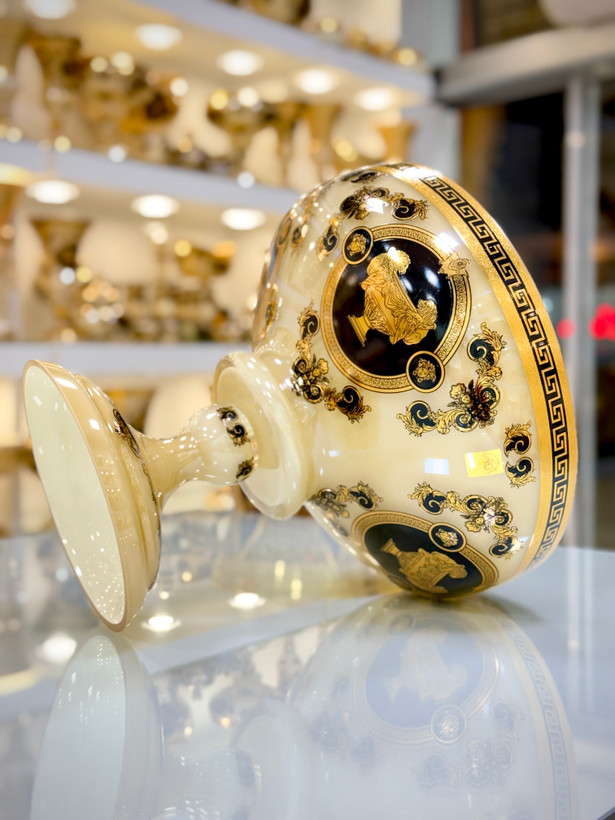 خرید ست گلدان و میوه خوری کریستال طلاکوب