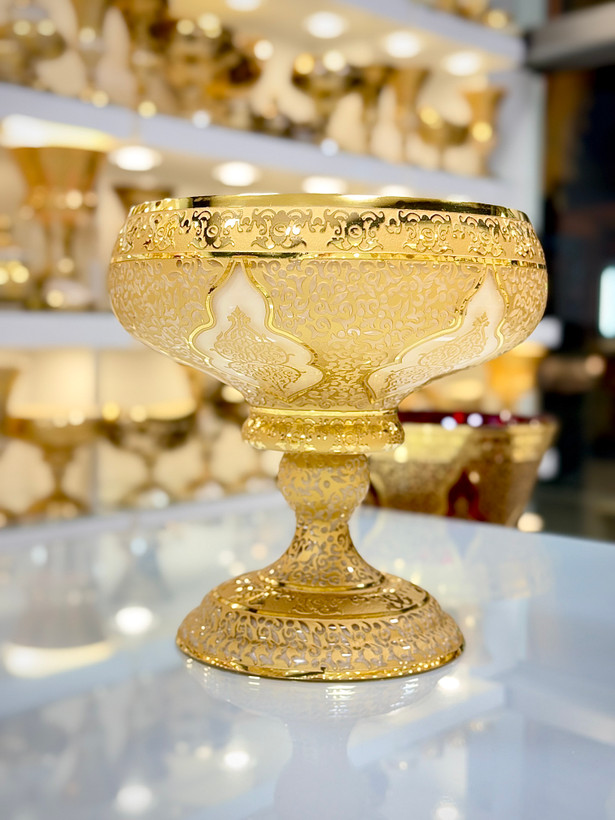 کاسه آجیل طرح کاستل رنگ کرم