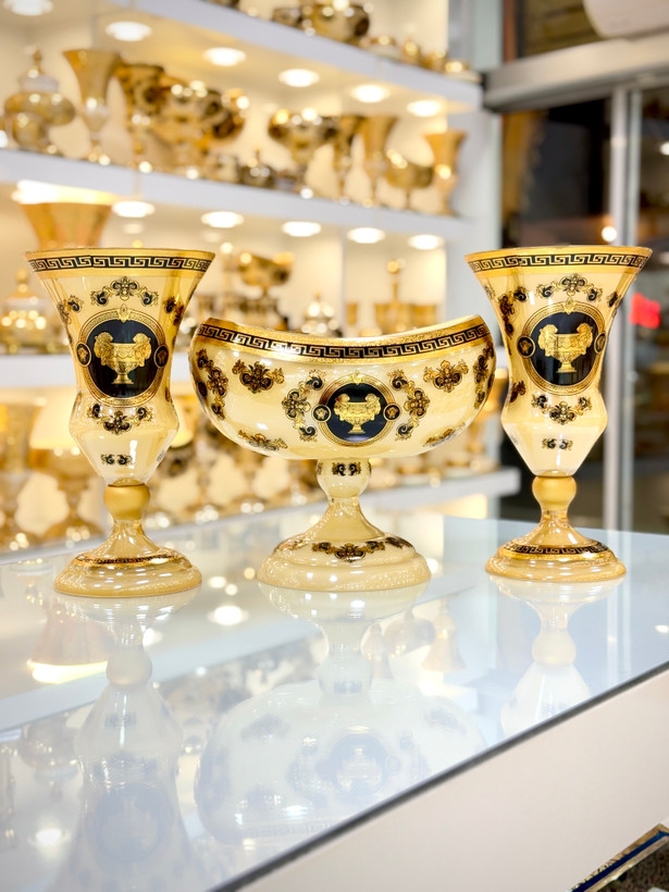 خرید ست سه تیکه کریستال طلاکوب ورساچه