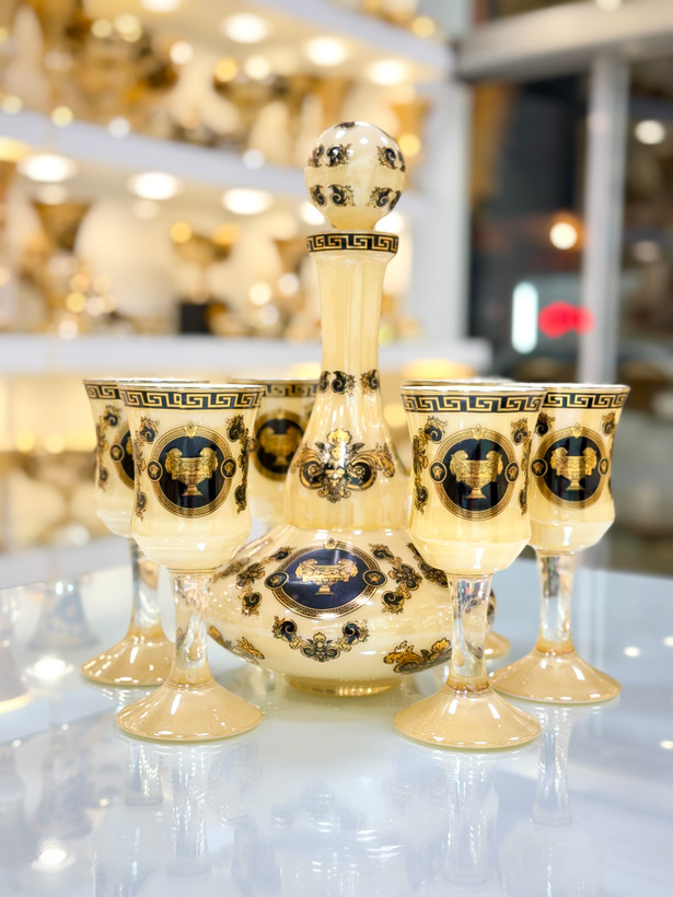 ست تنگ و جام کریستال طلاکوب